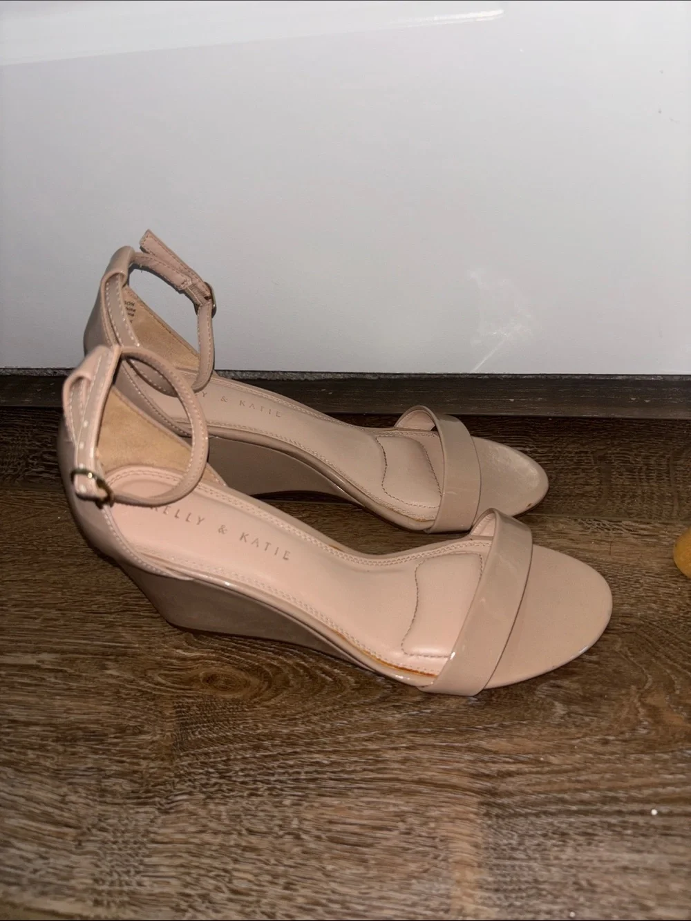 Kelly & Katie Blush Tan Ankle-Strap Wedge Sandals